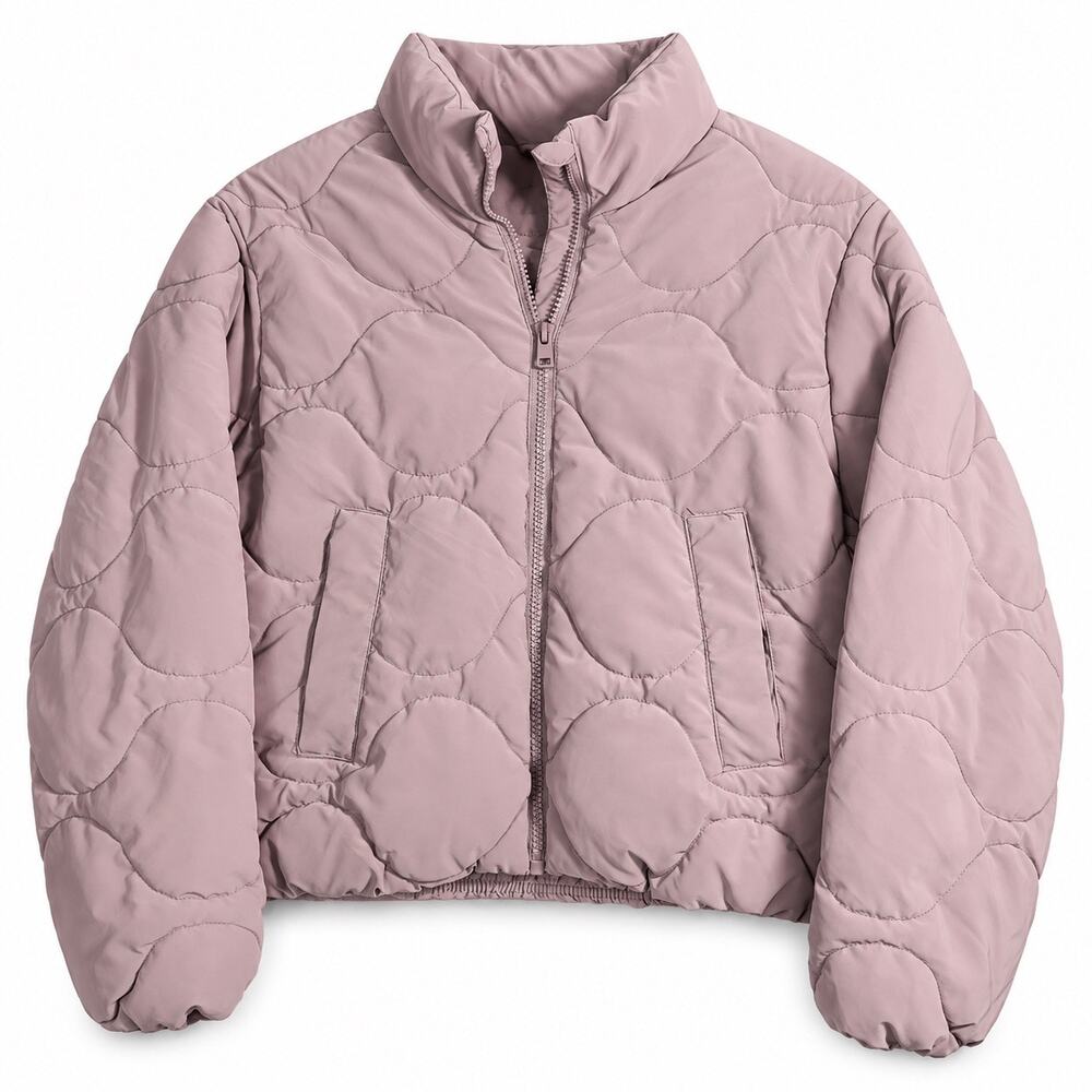 Zara Girls 9-10 Dusty Pink Quilted Full-Zip Puffer Jacket 140 cm